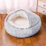 Plush Semi-enclosed Winter Warm Pet Bed