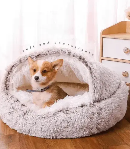 Plush Semi-enclosed Winter Warm Pet Bed